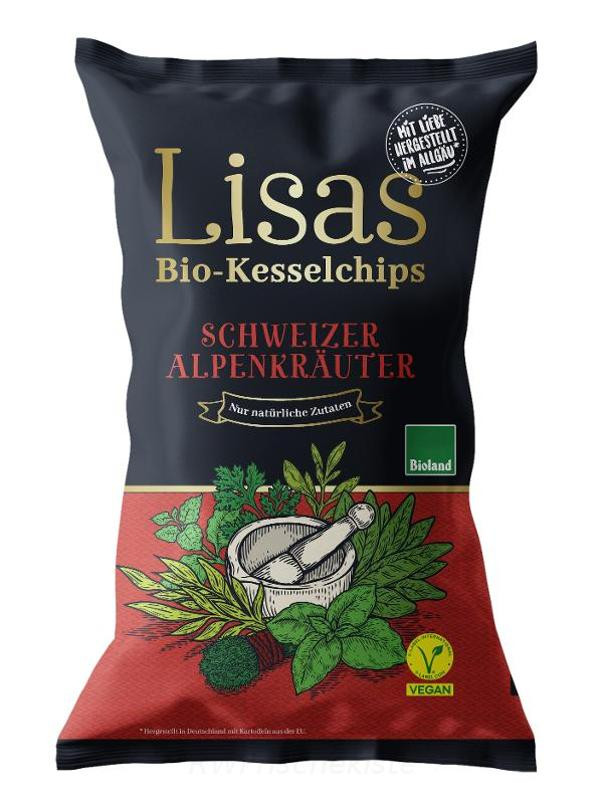 Produktfoto zu Lisa's Kesselchips Schweizer Alpenkräuter